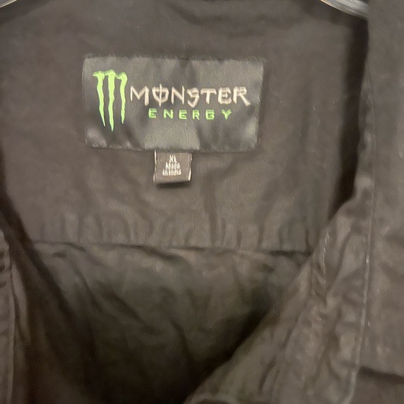 Monster Energy Shirt Mens Size X Large Long Sleeve Button Up Embroidered Logo - Picture 2 of 3